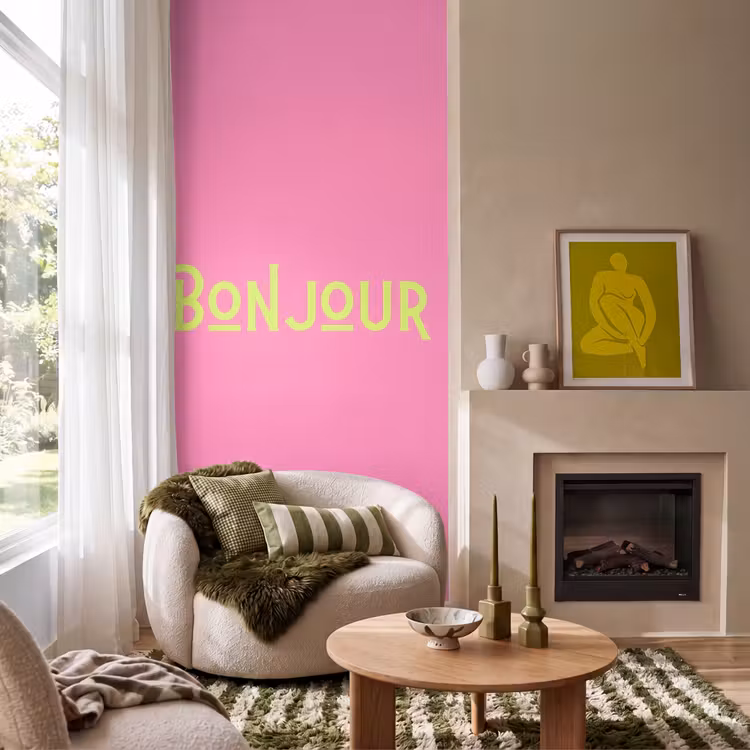 Behang - Roze - Groen - Bonjour - Art — 1