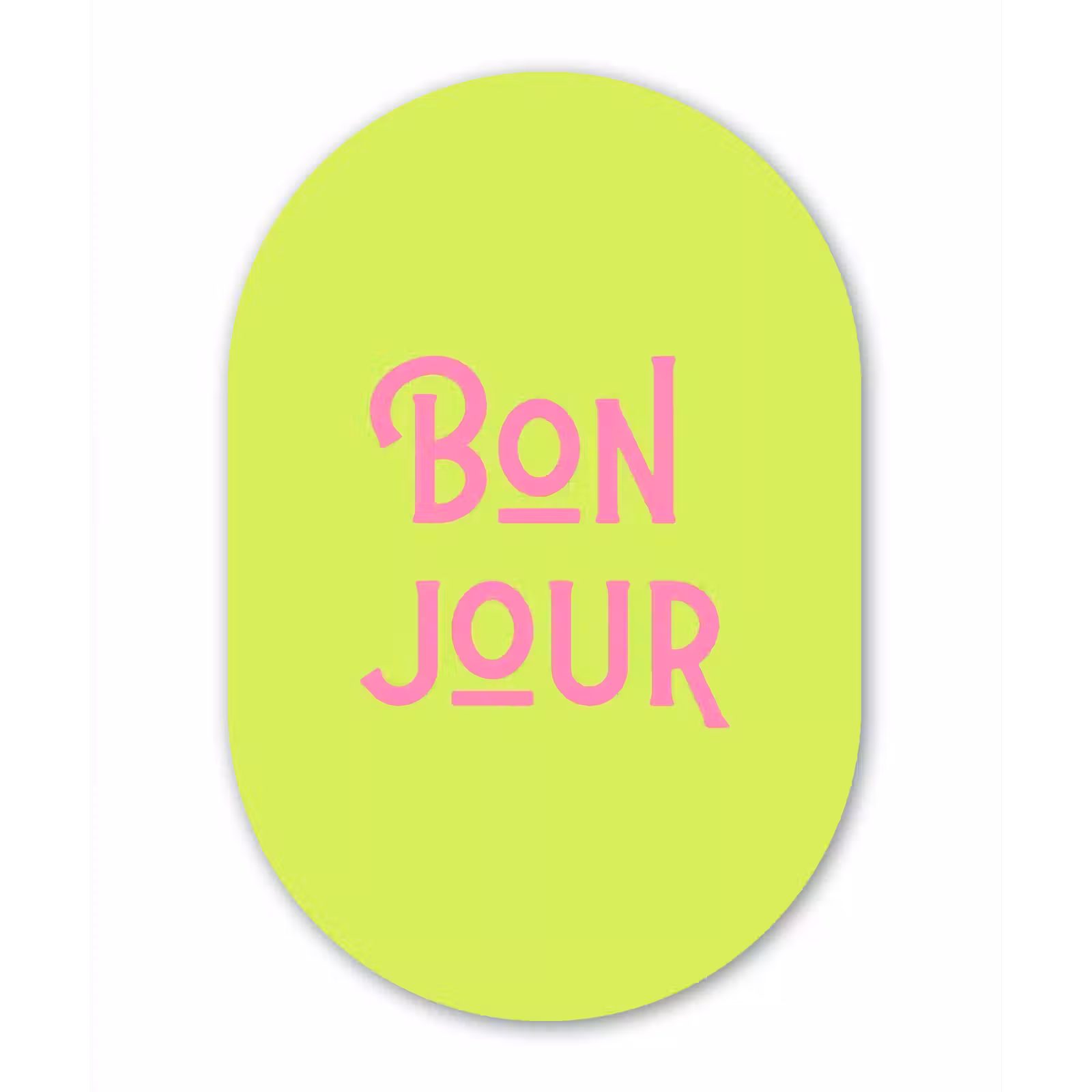 Muurovaal - Glas - Groen - Roze - Bonjour - Art — 1