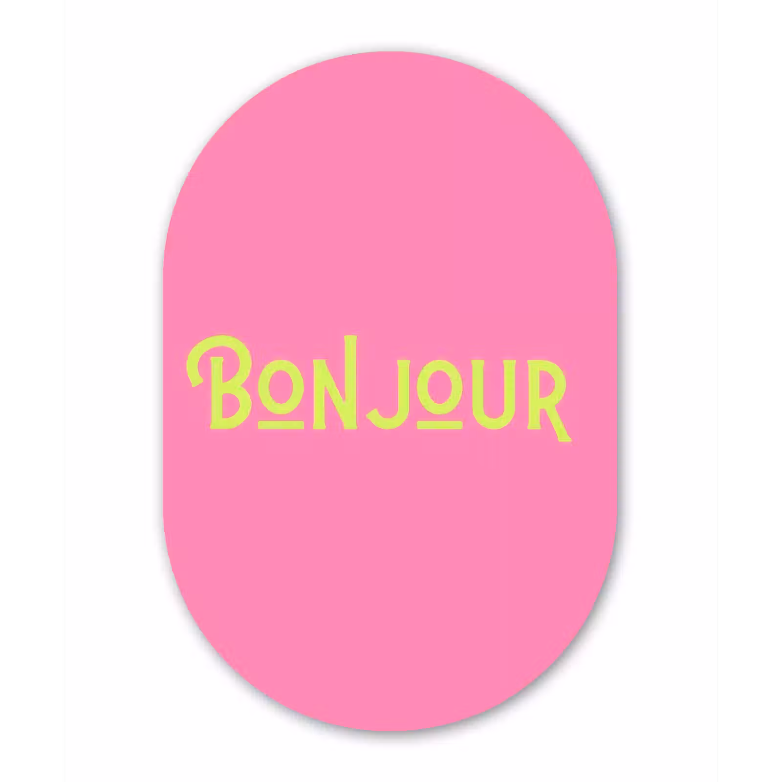 Muurovaal - Glas - Roze - Groen - Bonjour - Art — 1