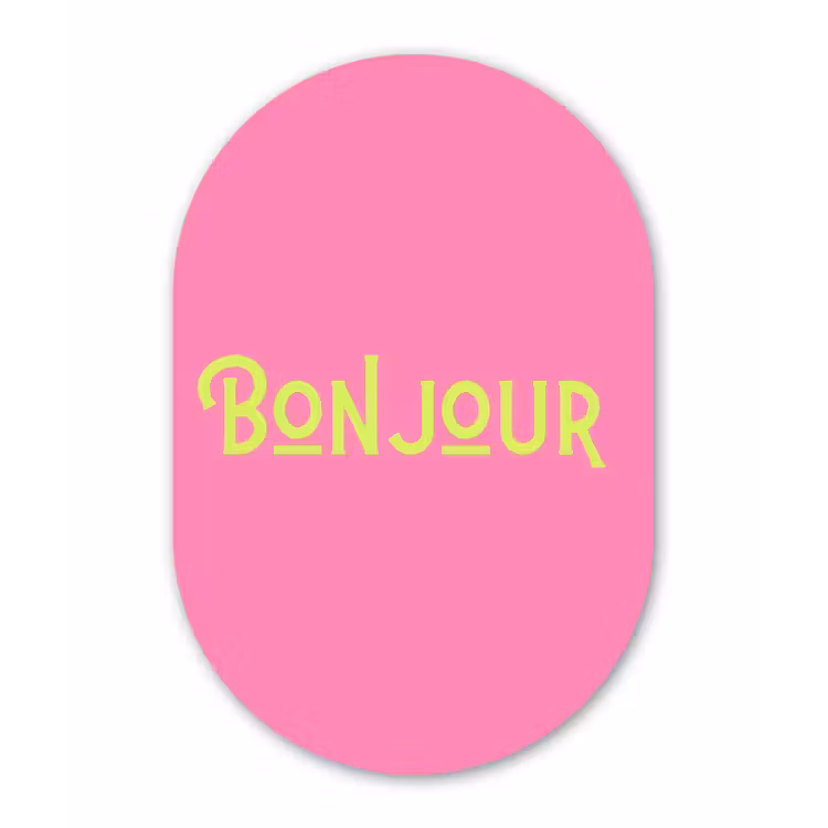 Muurovaal - Glas - Roze - Groen - Bonjour - Art — 1