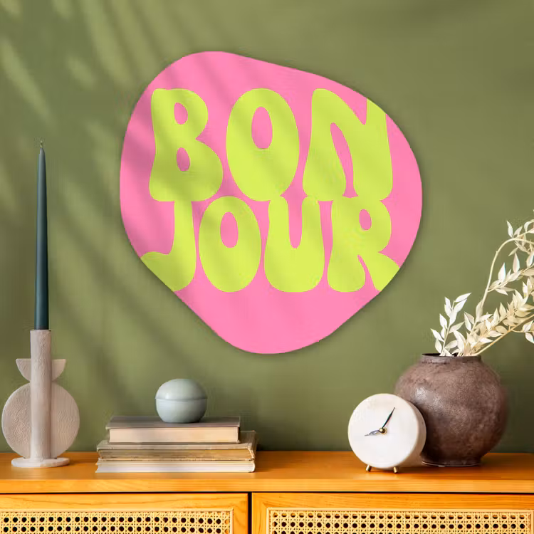 Organisch schilderij - Glas - Bonjour - Roze - Fel groen — 2