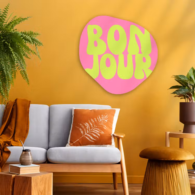 Organisch schilderij - Glas - Bonjour - Roze - Fel groen — 3