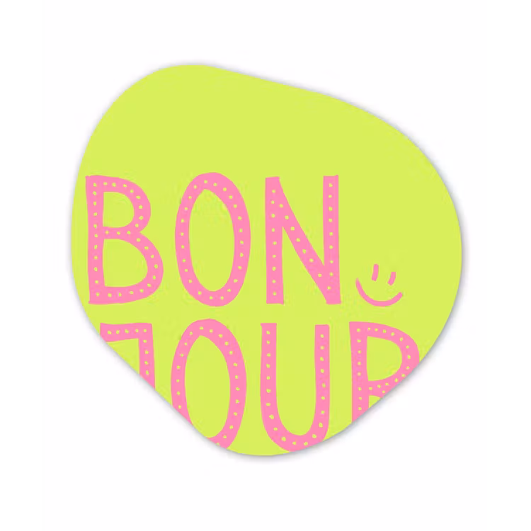 Organisch schilderij - Glas - Groen - Smiley - Bonjour - Roze — 1