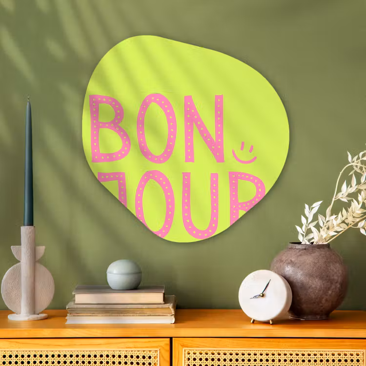 Organisch schilderij - Glas - Groen - Smiley - Bonjour - Roze — 2