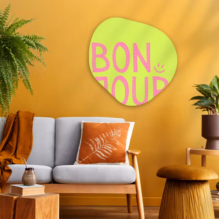 Organisch schilderij - Glas - Groen - Smiley - Bonjour - Roze — 3