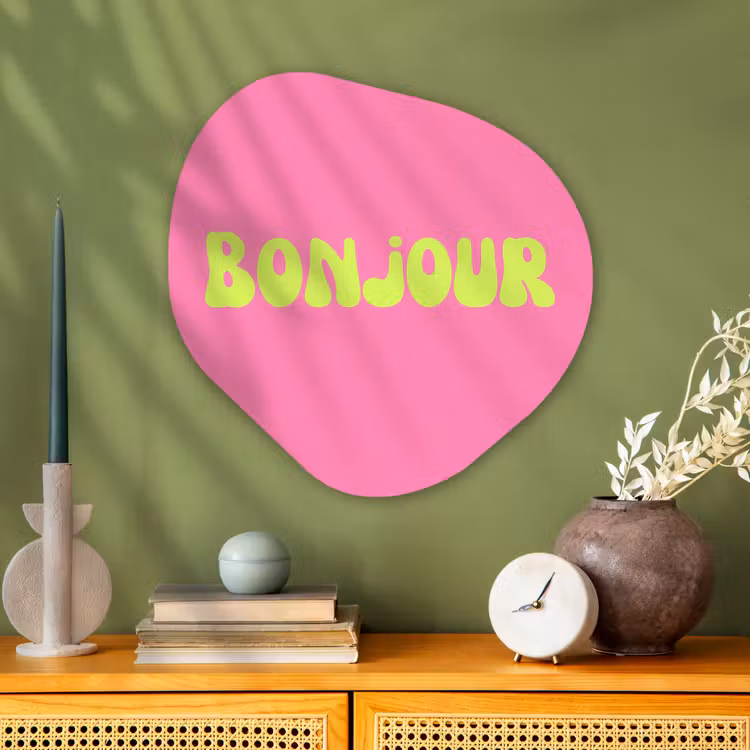 Organisch schilderij - Glas - Roze - Groene - Bonjour - Organisch — 2