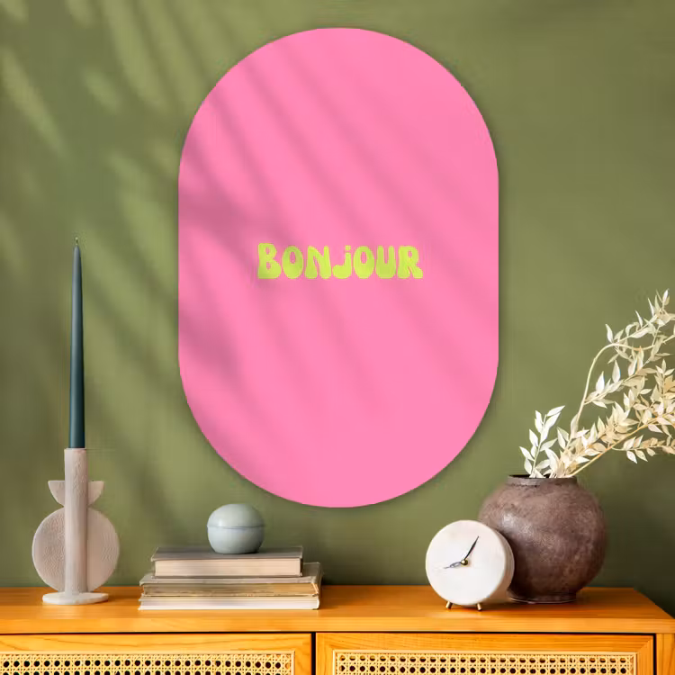 Muurovaal - Glas - Roze - Groene - Bonjour - Organisch — 2