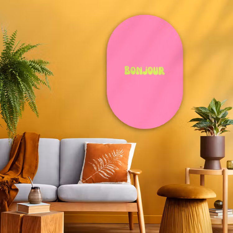 Muurovaal - Glas - Roze - Groene - Bonjour - Organisch — 3