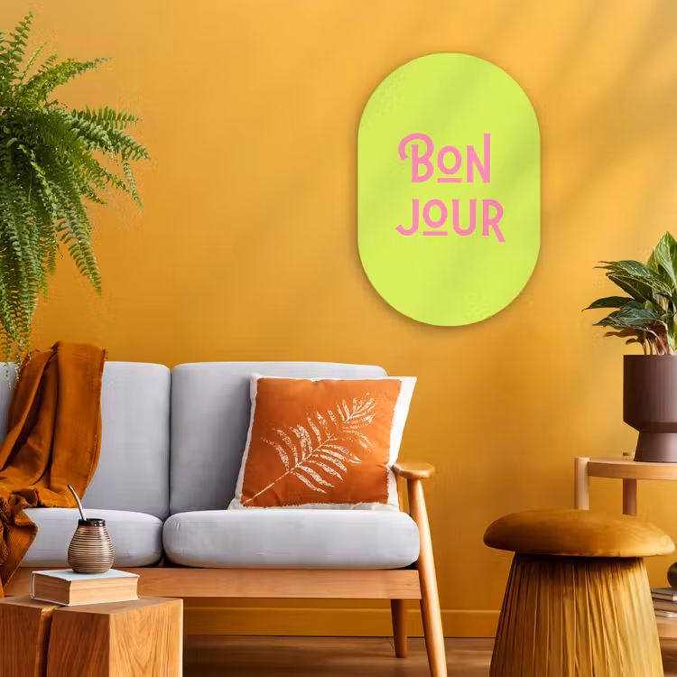 Muurovaal - Kunststof - Groen - Roze - Bonjour - Art — 2