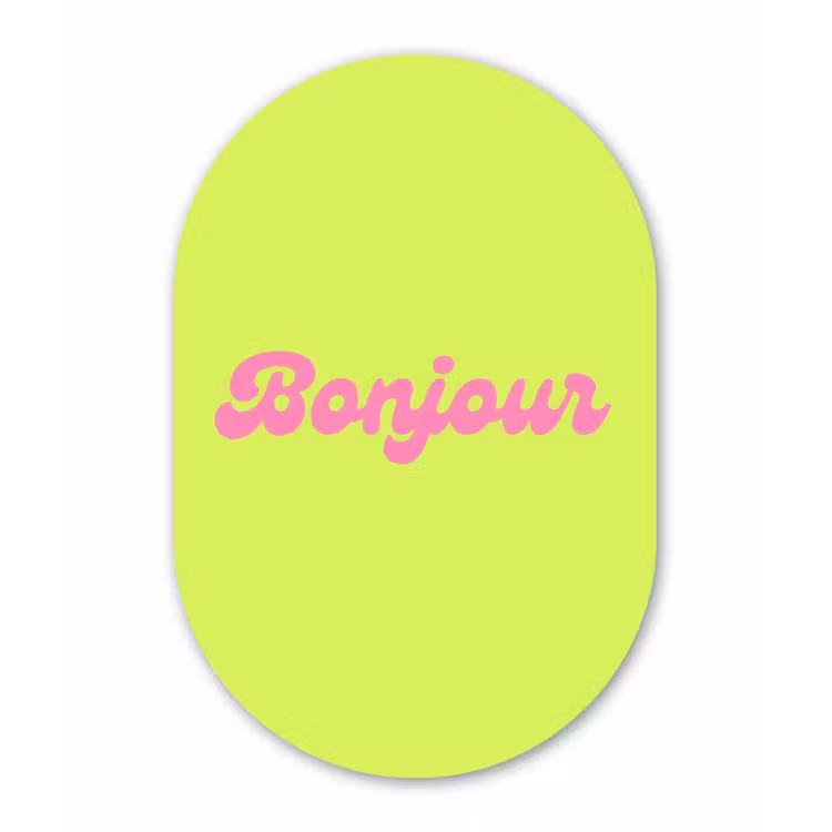 Muurovaal - Kunststof - Groen - Roze - Bonjour - Retro — 3