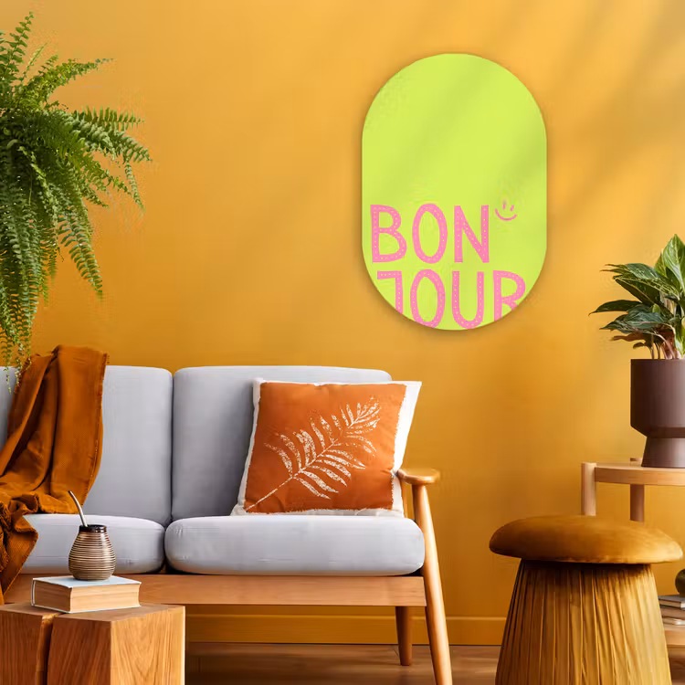 Muurovaal - Kunststof - Groen - Smiley - Bonjour - Roze — 1