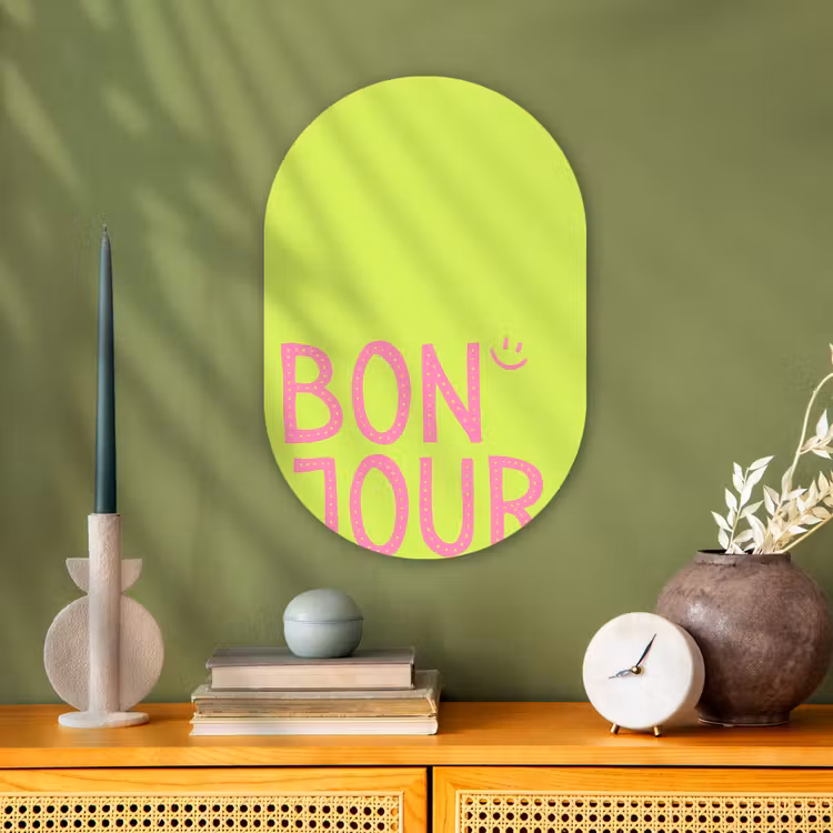 Muurovaal - Kunststof - Groen - Smiley - Bonjour - Roze — 2