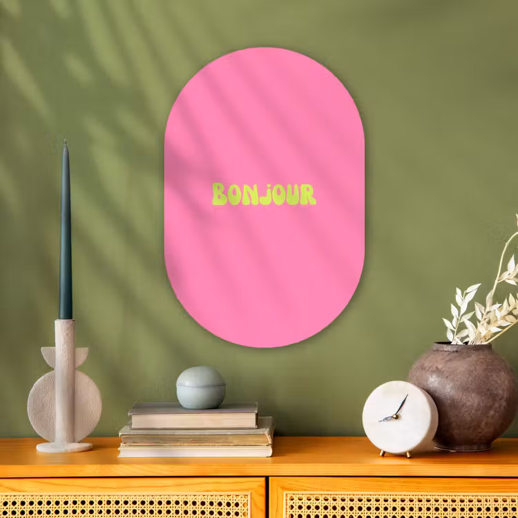 Muurovaal - Kunststof - Roze - Groene - Bonjour - Organisch — 2