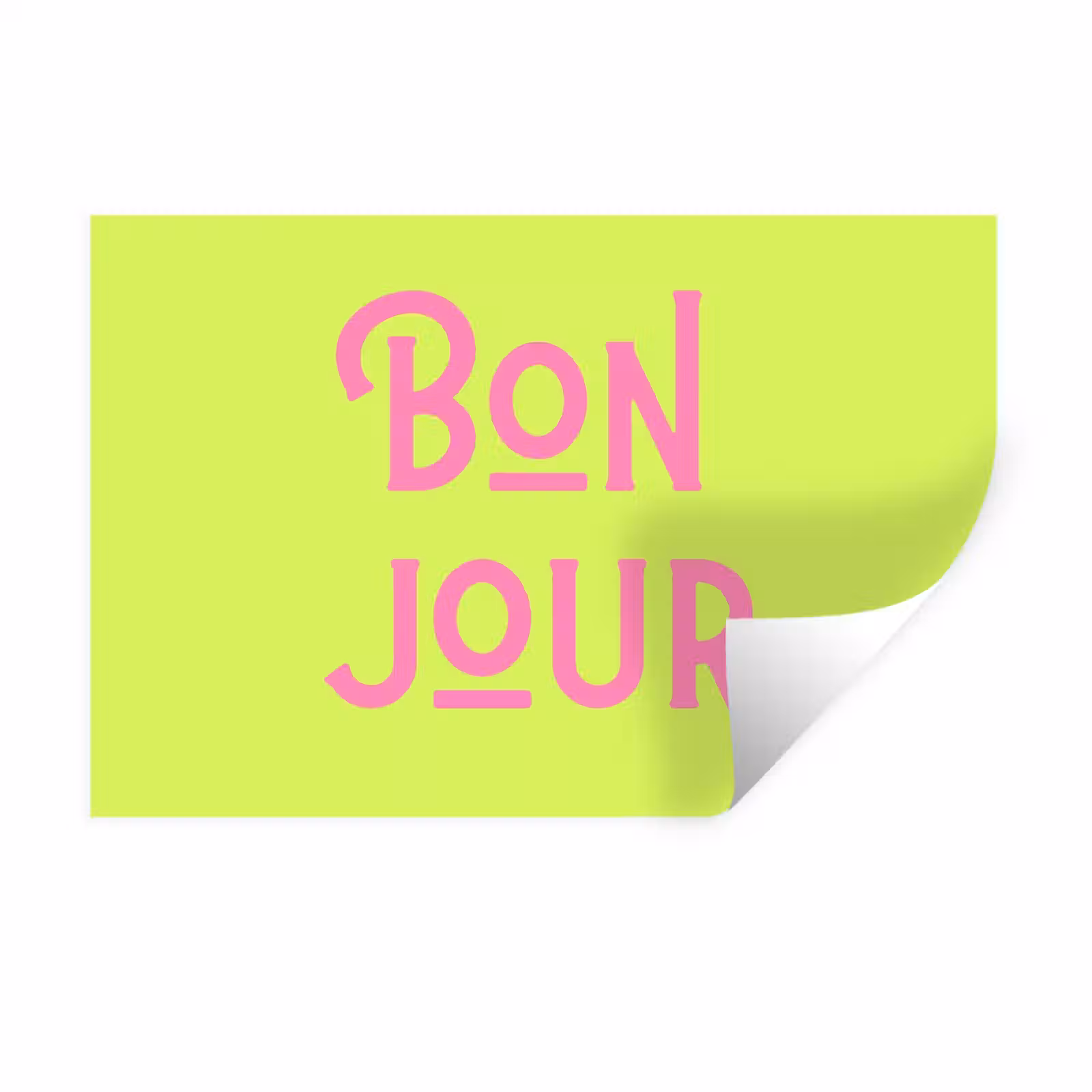 Muursticker - Groen - Roze - Bonjour - Art — 1