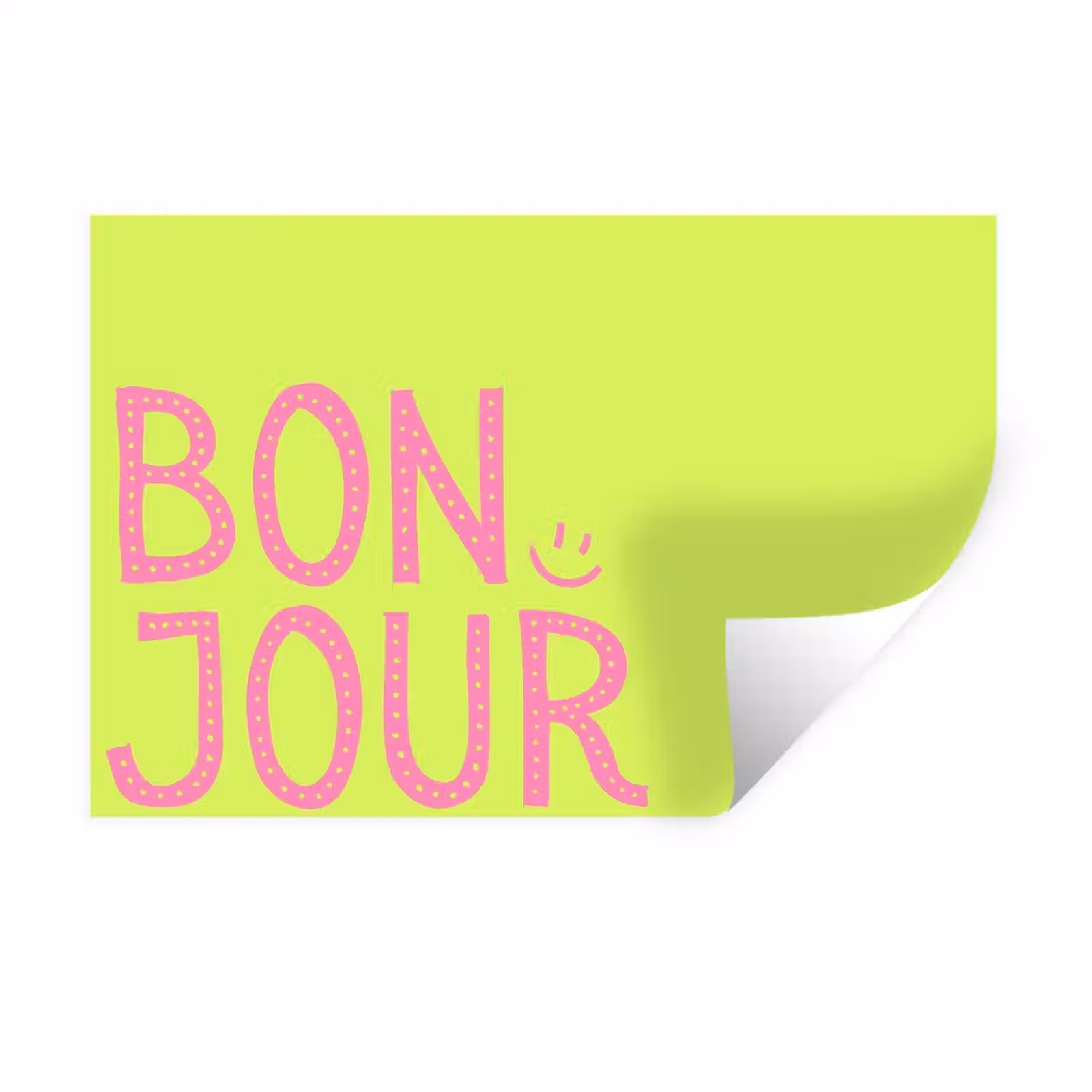 Muursticker - Groen - Smiley - Bonjour - Roze — 1
