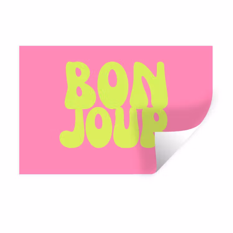 Muursticker - Bonjour - Roze - Fel groen — 1