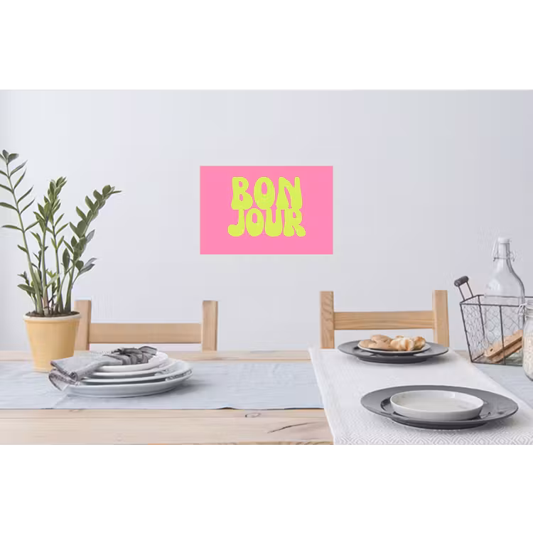 Muursticker - Bonjour - Roze - Fel groen — 3