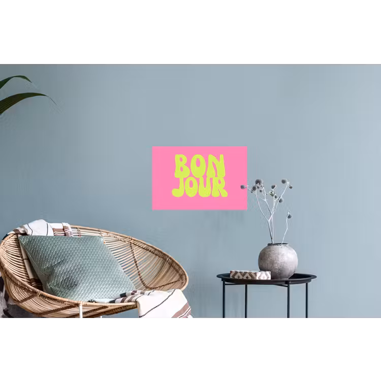 Muursticker - Bonjour - Roze - Fel groen — 4