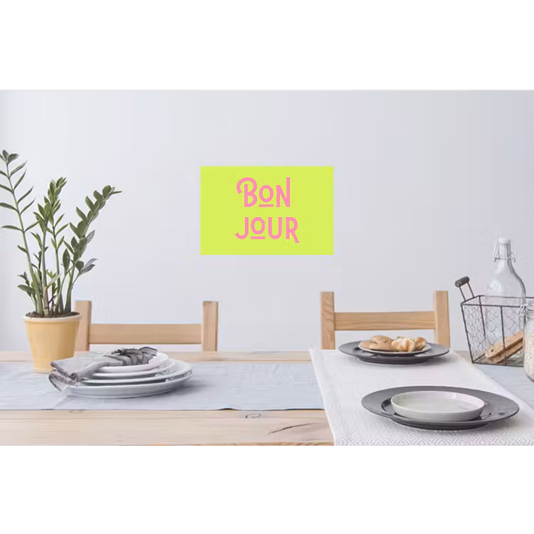 Muursticker - Groen - Roze - Bonjour - Art — 3