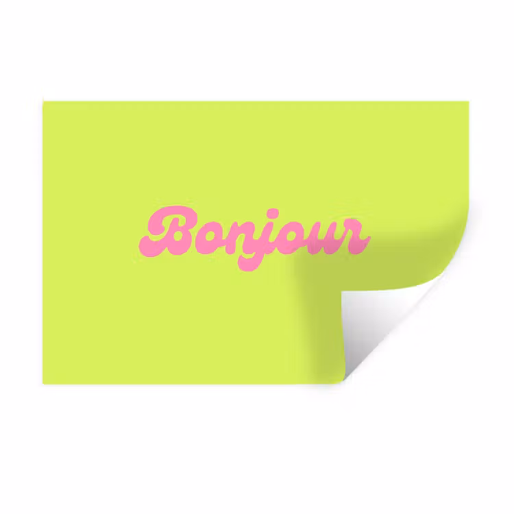 Muursticker - Groen - Roze - Bonjour - Retro — 1