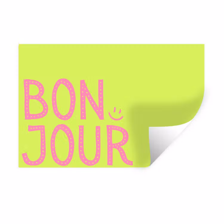 Muursticker - Groen - Smiley - Bonjour - Roze — 1