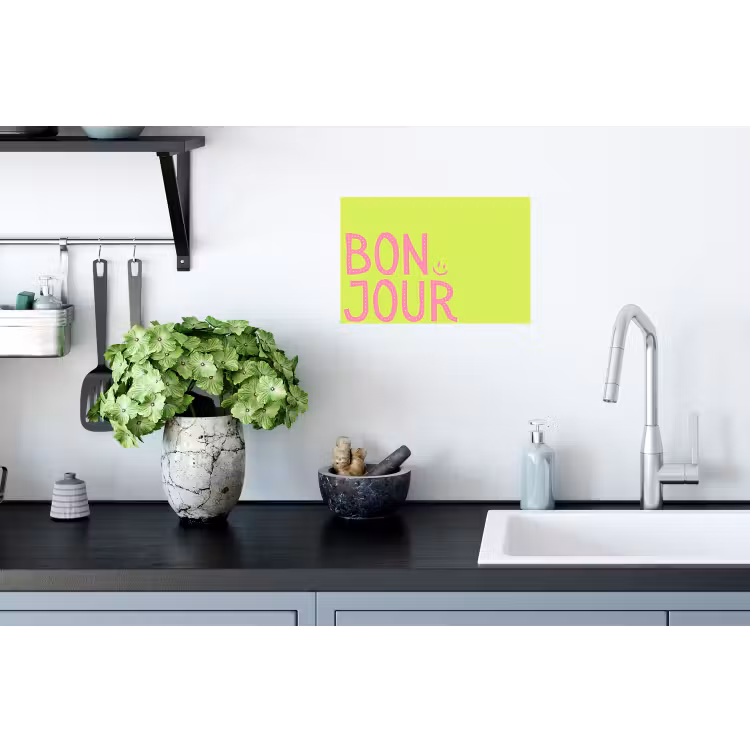 Muursticker - Groen - Smiley - Bonjour - Roze — 2