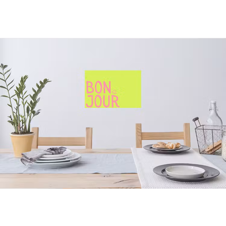 Muursticker - Groen - Smiley - Bonjour - Roze — 3