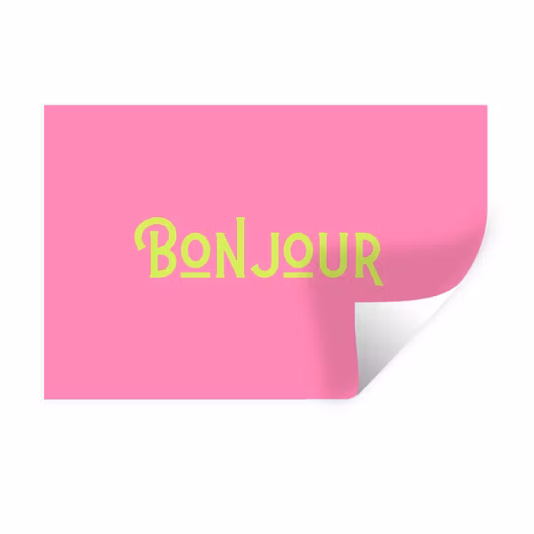 Muursticker - Roze - Groen - Bonjour - Art — 1