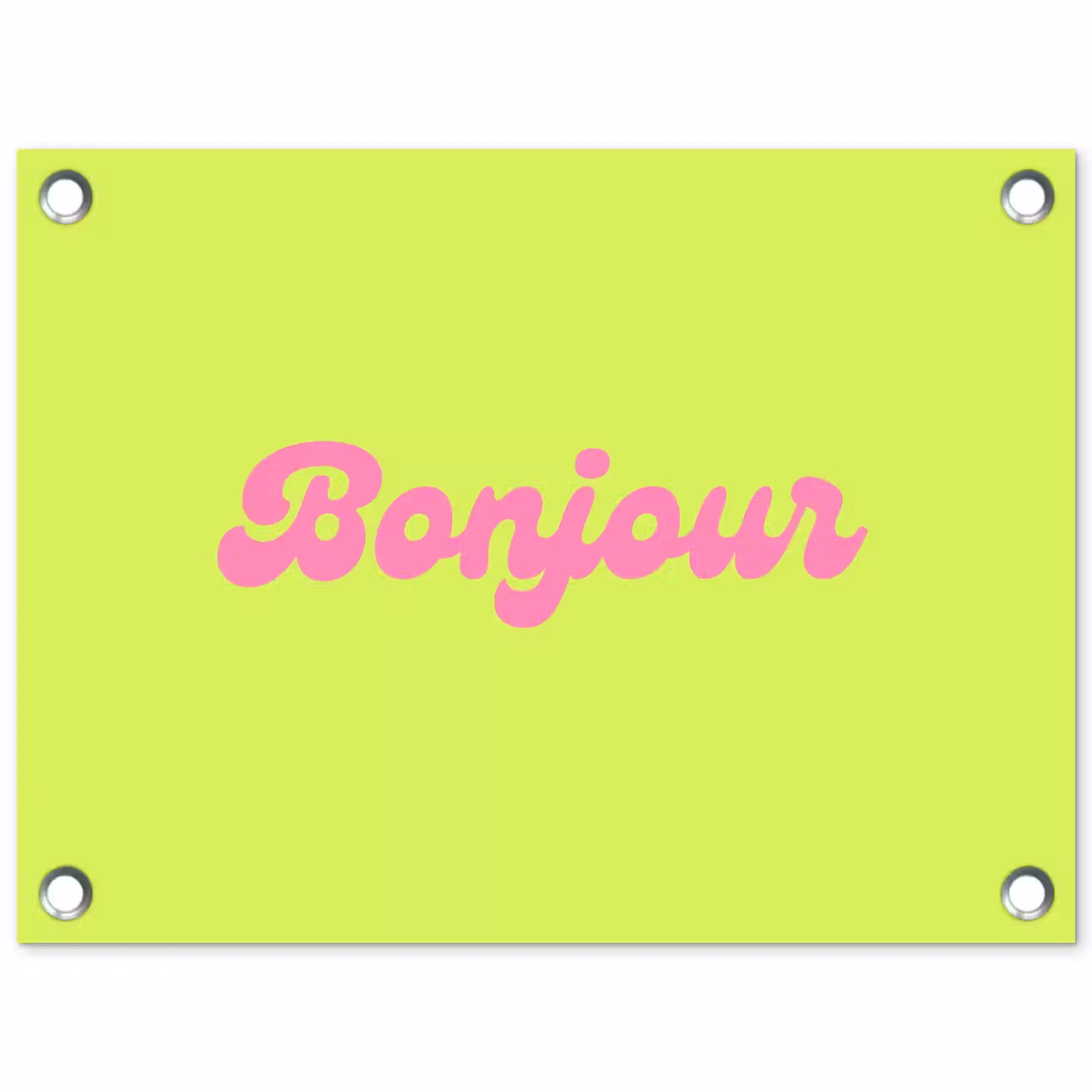 Tuinposter - Groen - Roze - Bonjour - Retro — 1