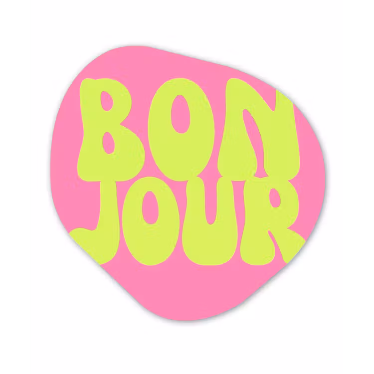 Organisch schilderij - Forex - Bonjour - Roze - Fel groen — 1