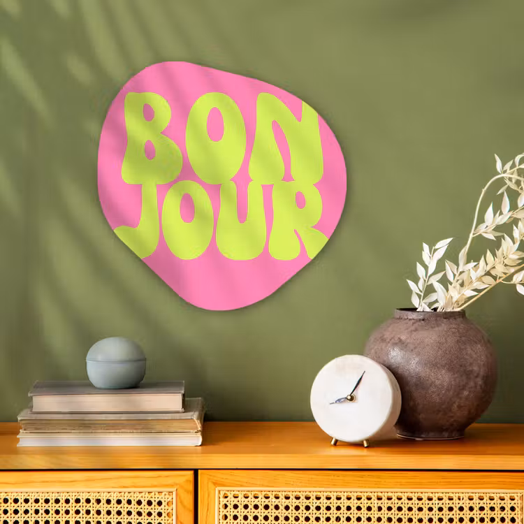 Organisch schilderij - Forex - Bonjour - Roze - Fel groen — 2