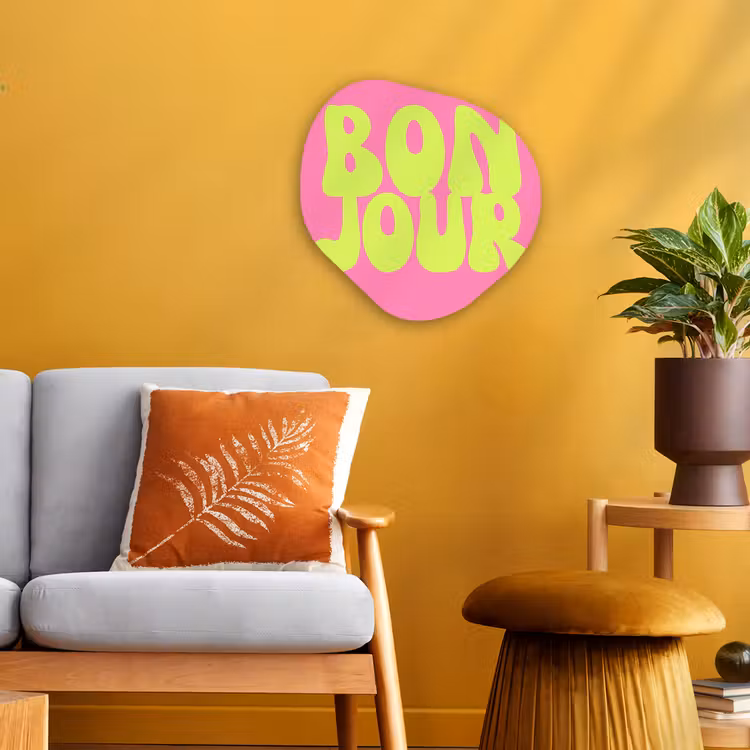 Organisch schilderij - Forex - Bonjour - Roze - Fel groen — 3