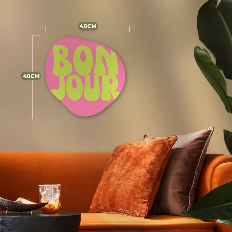 Organisch schilderij - Forex - Bonjour - Roze - Fel groen — 4