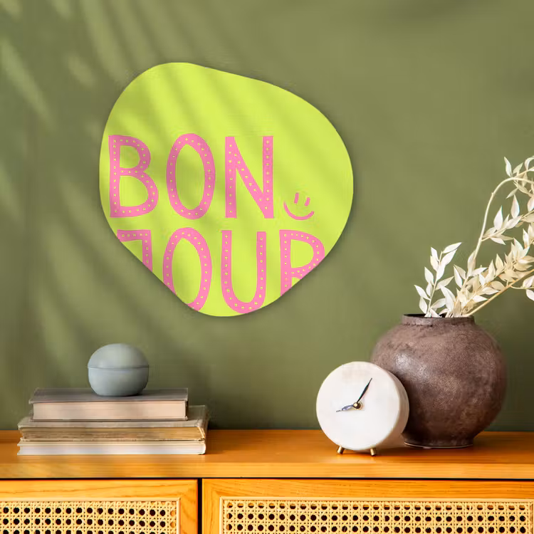 Organisch schilderij - Forex - Groen - Smiley - Bonjour - Roze — 2