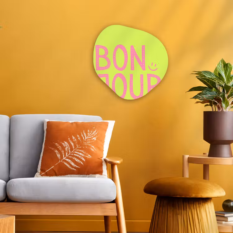 Organisch schilderij - Forex - Groen - Smiley - Bonjour - Roze — 3
