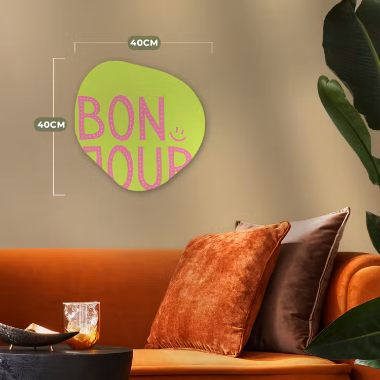 Organisch schilderij - Forex - Groen - Smiley - Bonjour - Roze — 4