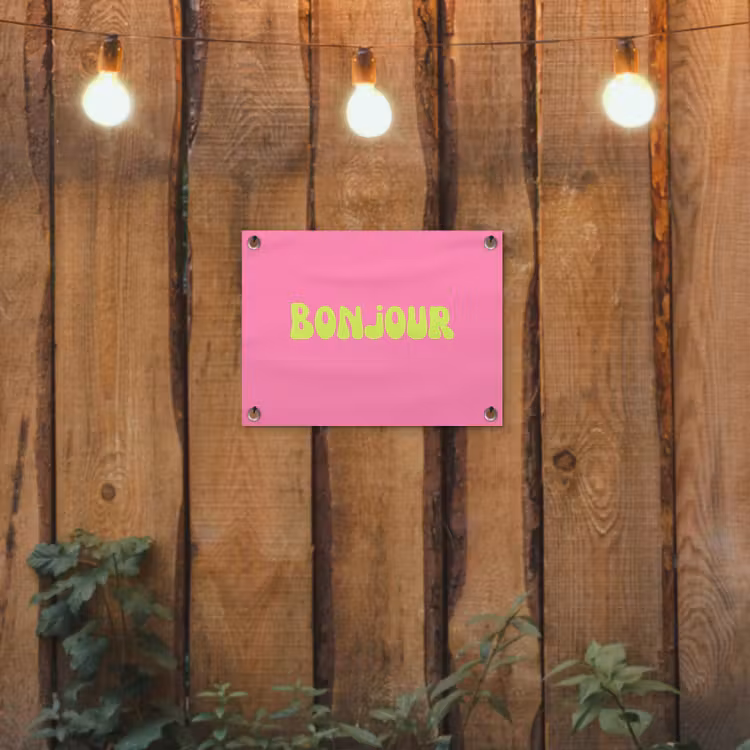 Tuinposter - Roze - Groene - Bonjour - Organisch — 2