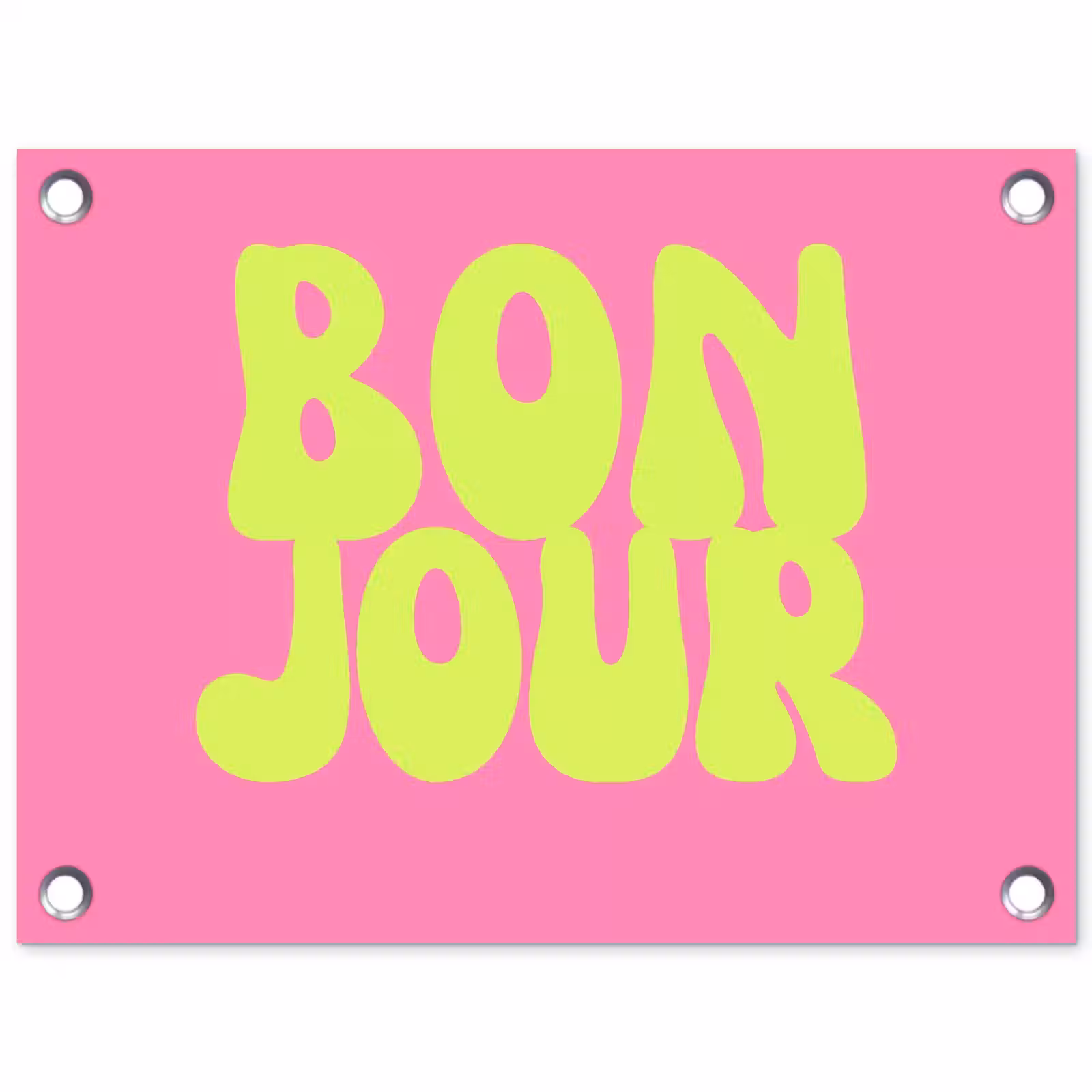 Tuinposter - Bonjour - Roze - Fel groen — 1