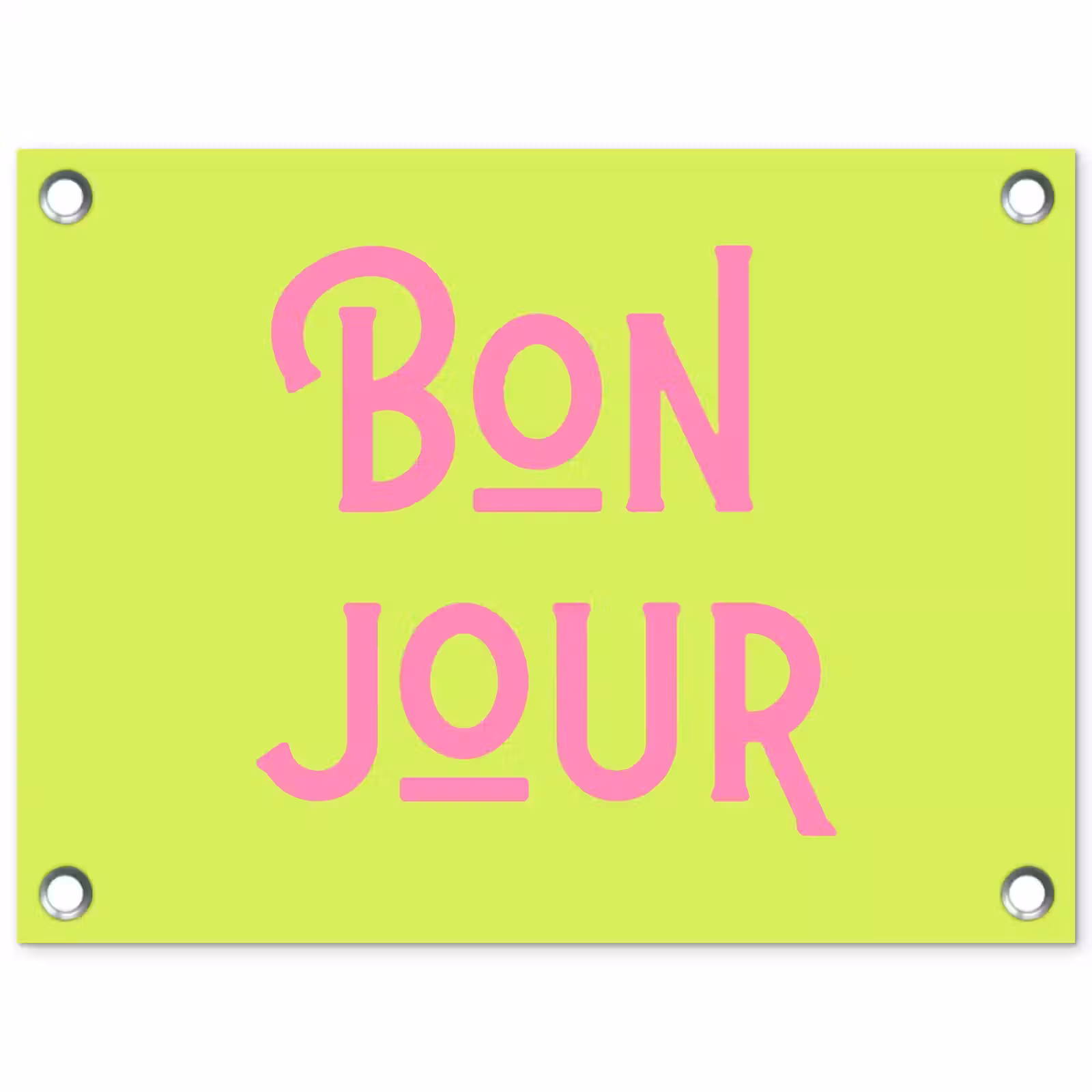 Tuinposter - Groen - Roze - Bonjour - Art — 1