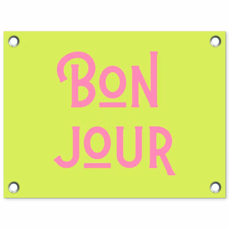 Tuinposter - Groen - Roze - Bonjour - Art — 1