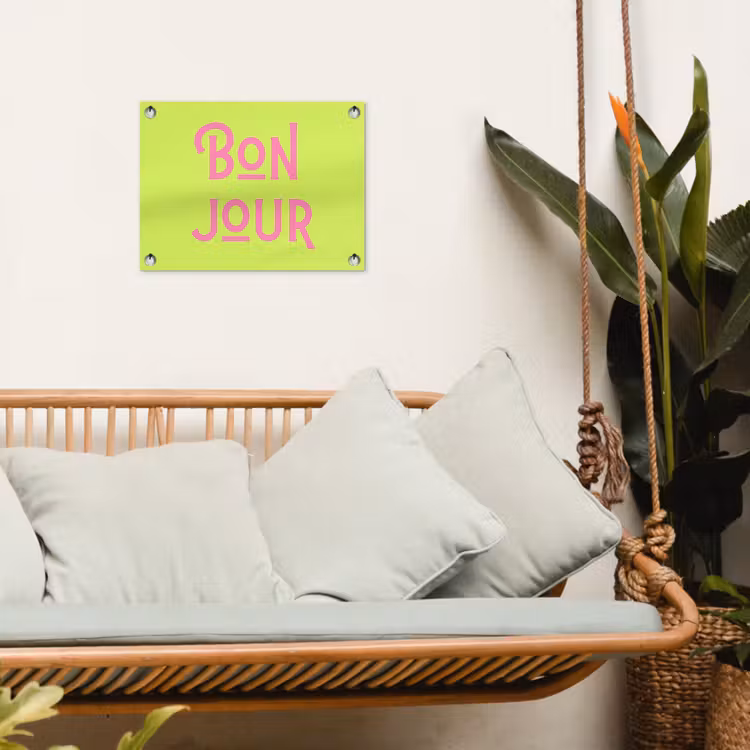 Tuinposter - Groen - Roze - Bonjour - Art — 5