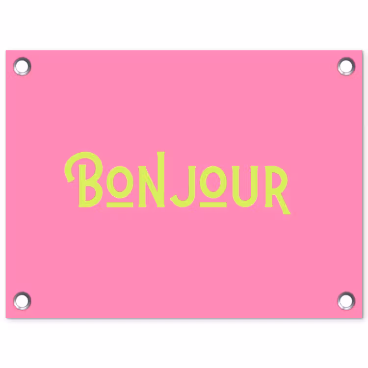 Tuinposter - Roze - Groen - Bonjour - Art — 1
