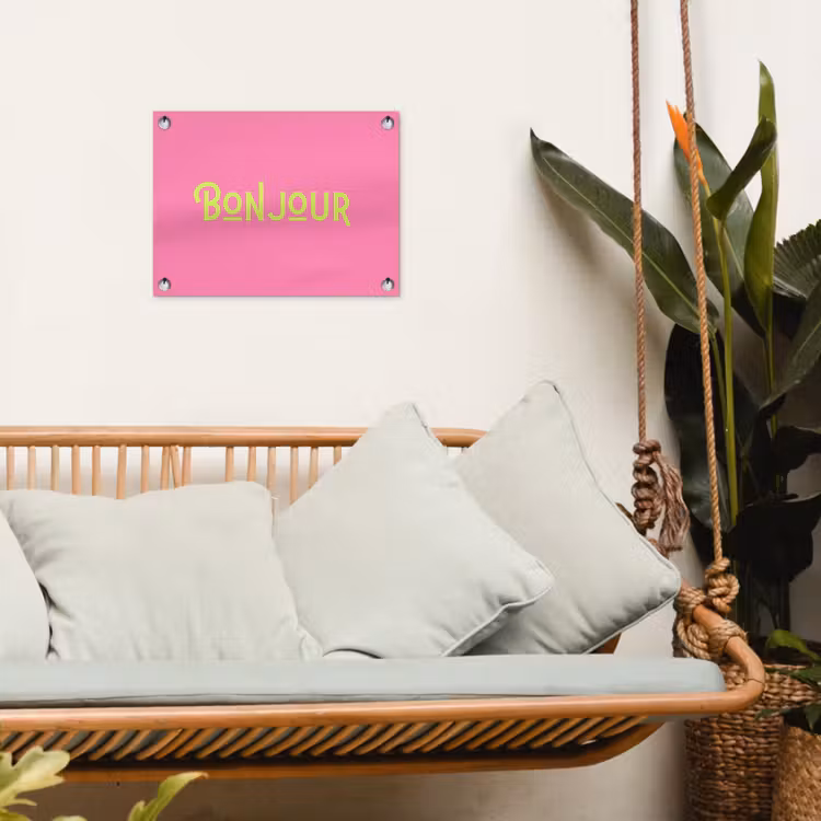 Tuinposter - Roze - Groen - Bonjour - Art — 5