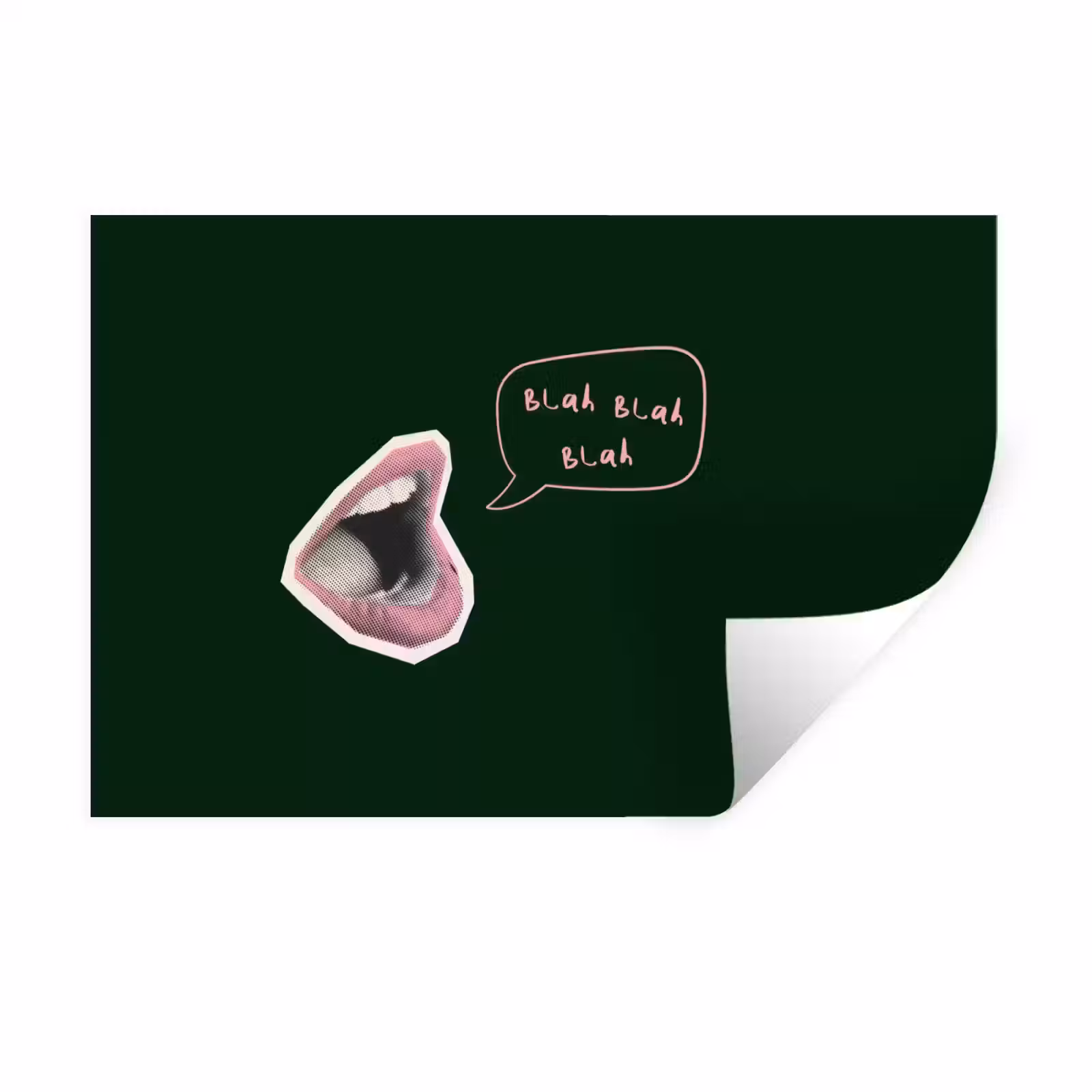 Muursticker - Illustratie - Mond - Donkergroen - Tekstwolkje — 1