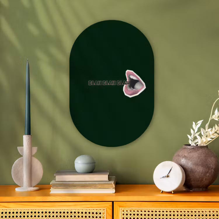 Muurovaal - Kunststof - BLAH BLAH BLAH - Mond - Groen — 3
