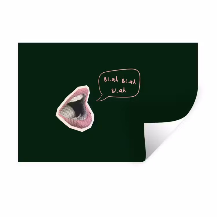 Muursticker - Illustratie - Mond - Donkergroen - Tekstwolkje — 1