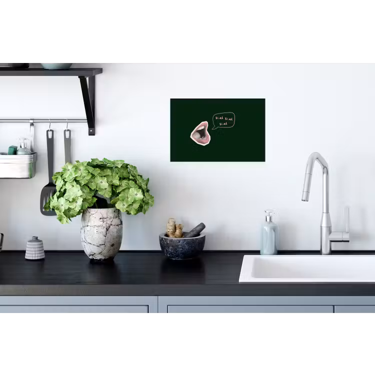 Muursticker - Illustratie - Mond - Donkergroen - Tekstwolkje — 2