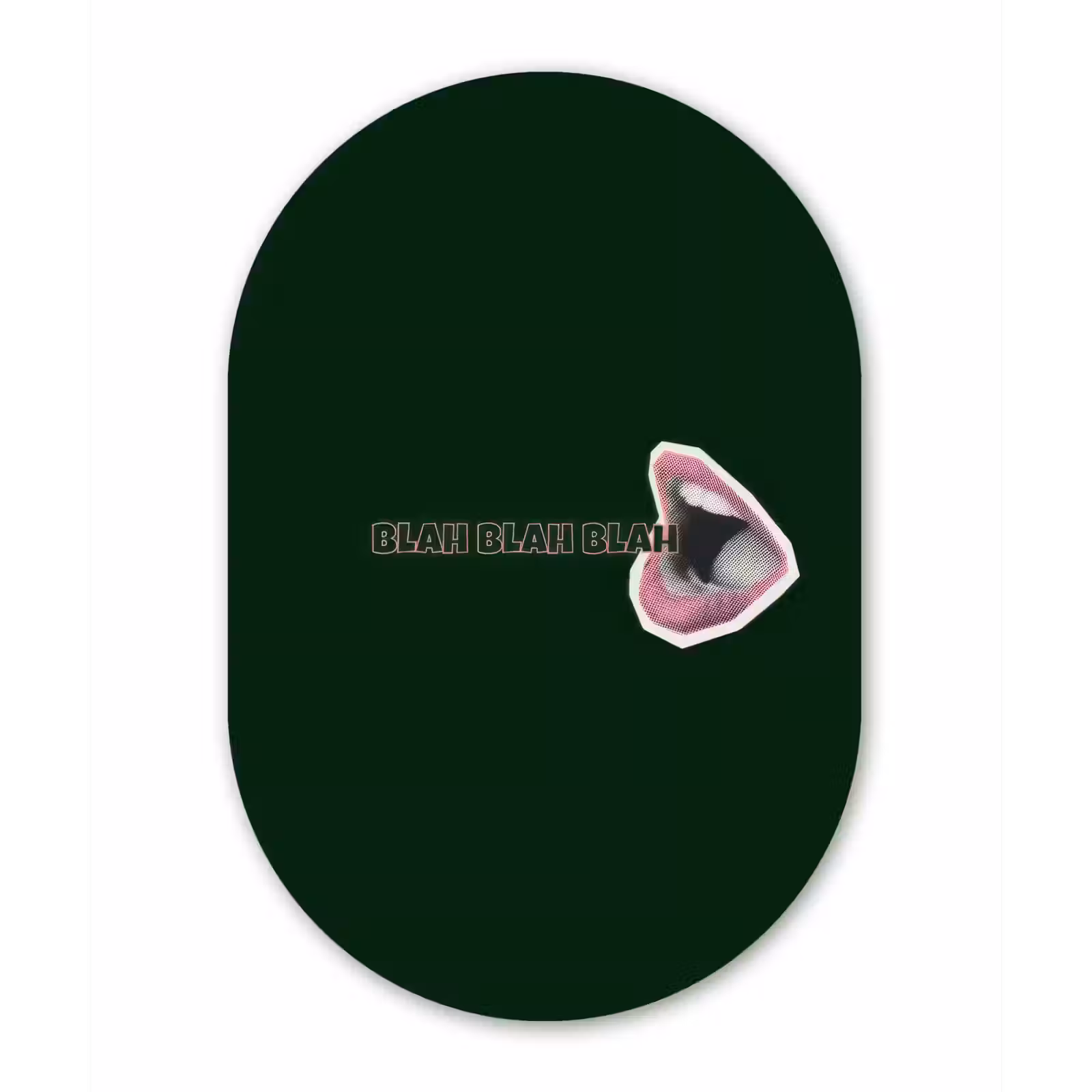 Muurovaal - Glas - BLAH BLAH BLAH - Mond - Groen — 1