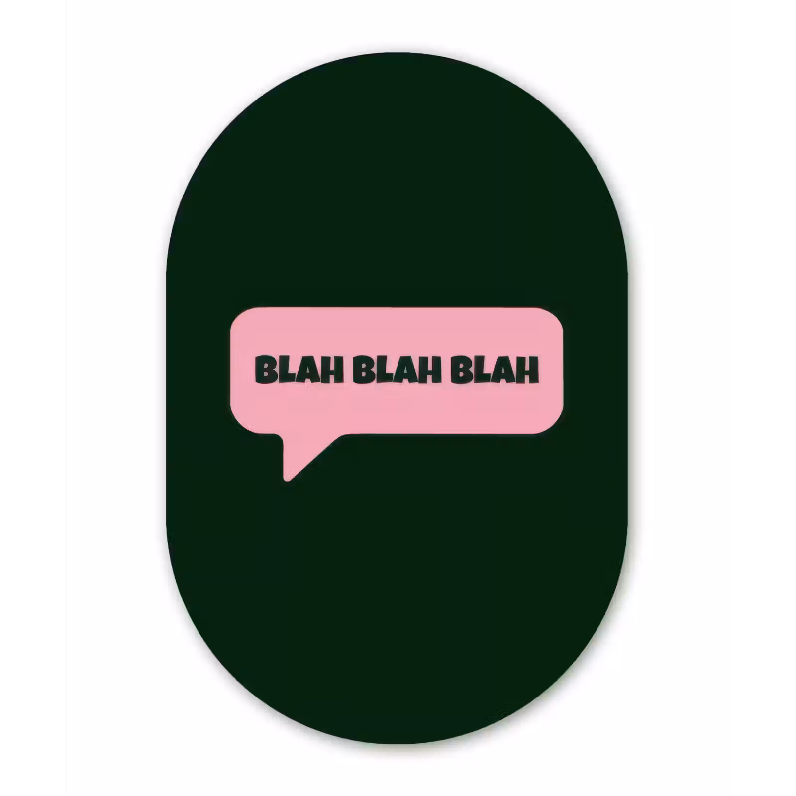 Muurovaal - Glas - Tekstwolk - BLAH BLAH BLAH - Roze — 1