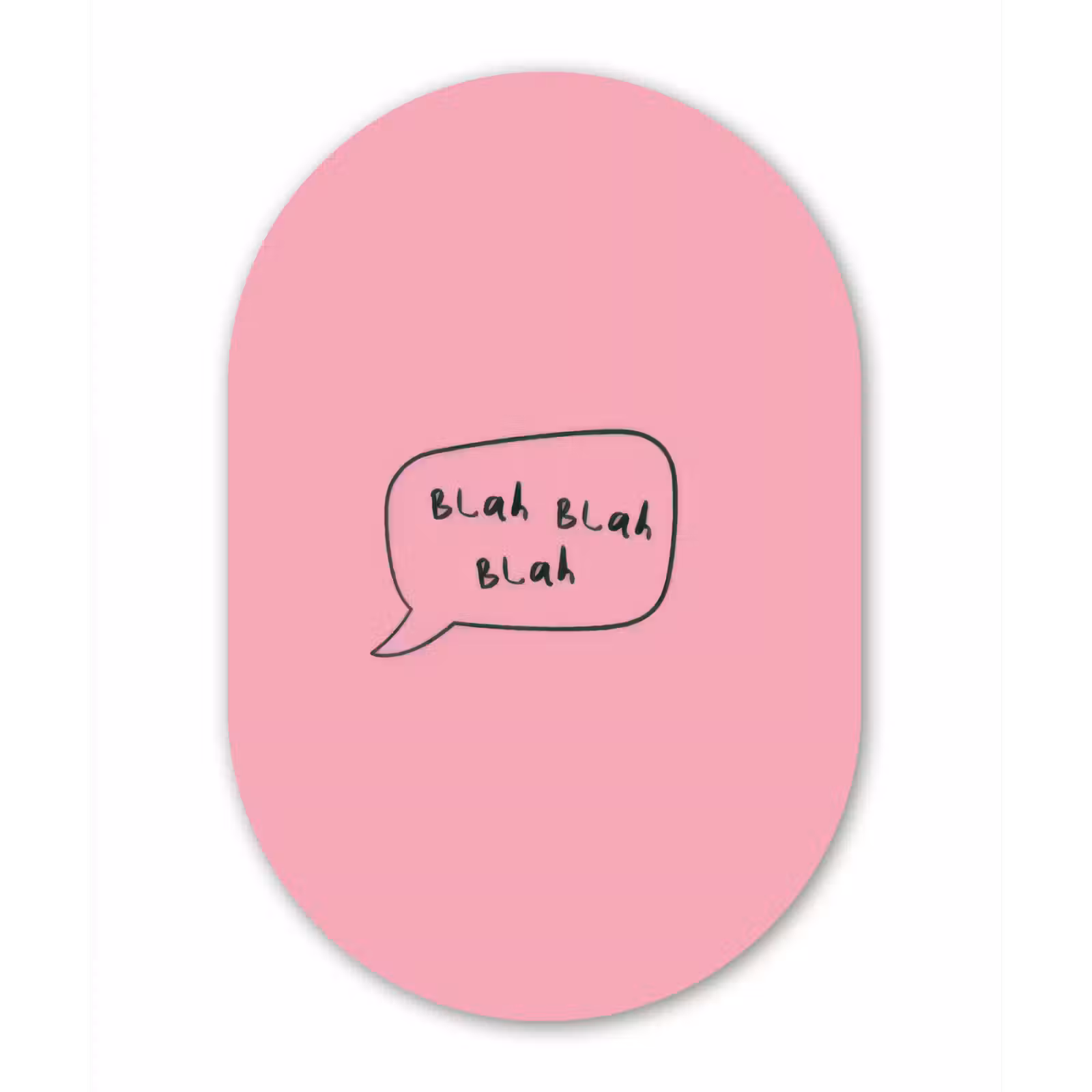 Muurovaal - Glas - Tekstwolkje - BLAH BLAH BLAH - Roze — 1